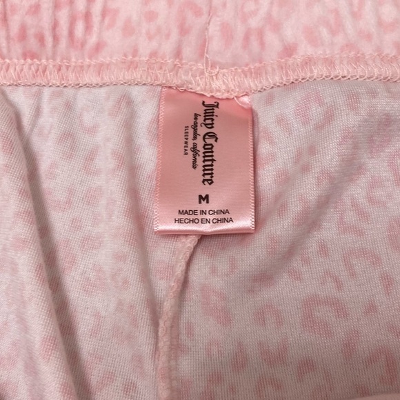 Juicy Couture Two Piece Pink Cheetah Print Velour Sleep Set, Lounge, Size Medium - Picture 9 of 12